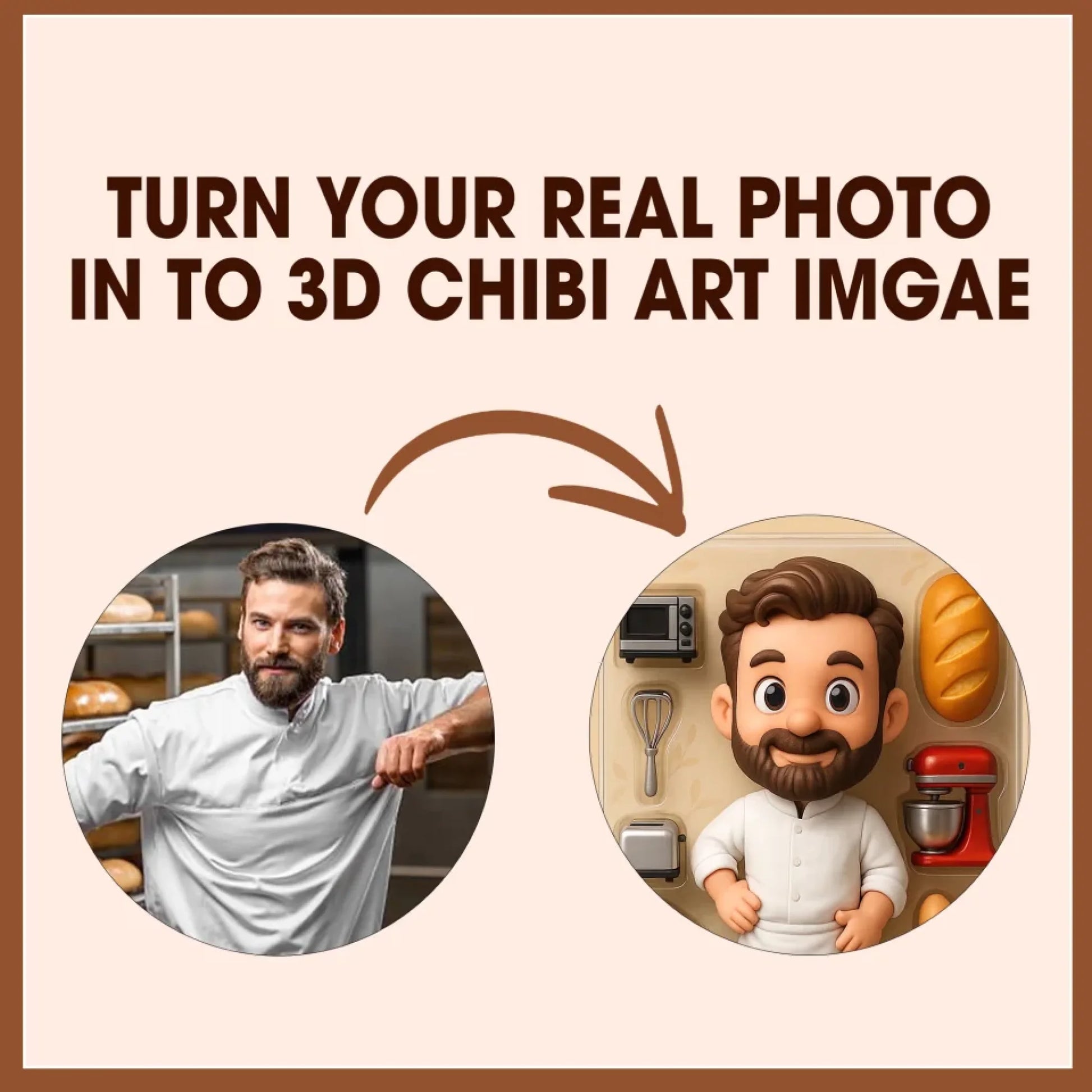 Baker Dad Father's Day Gift - Personalized Photo Chibi Canvas & Poster, Custom Choo