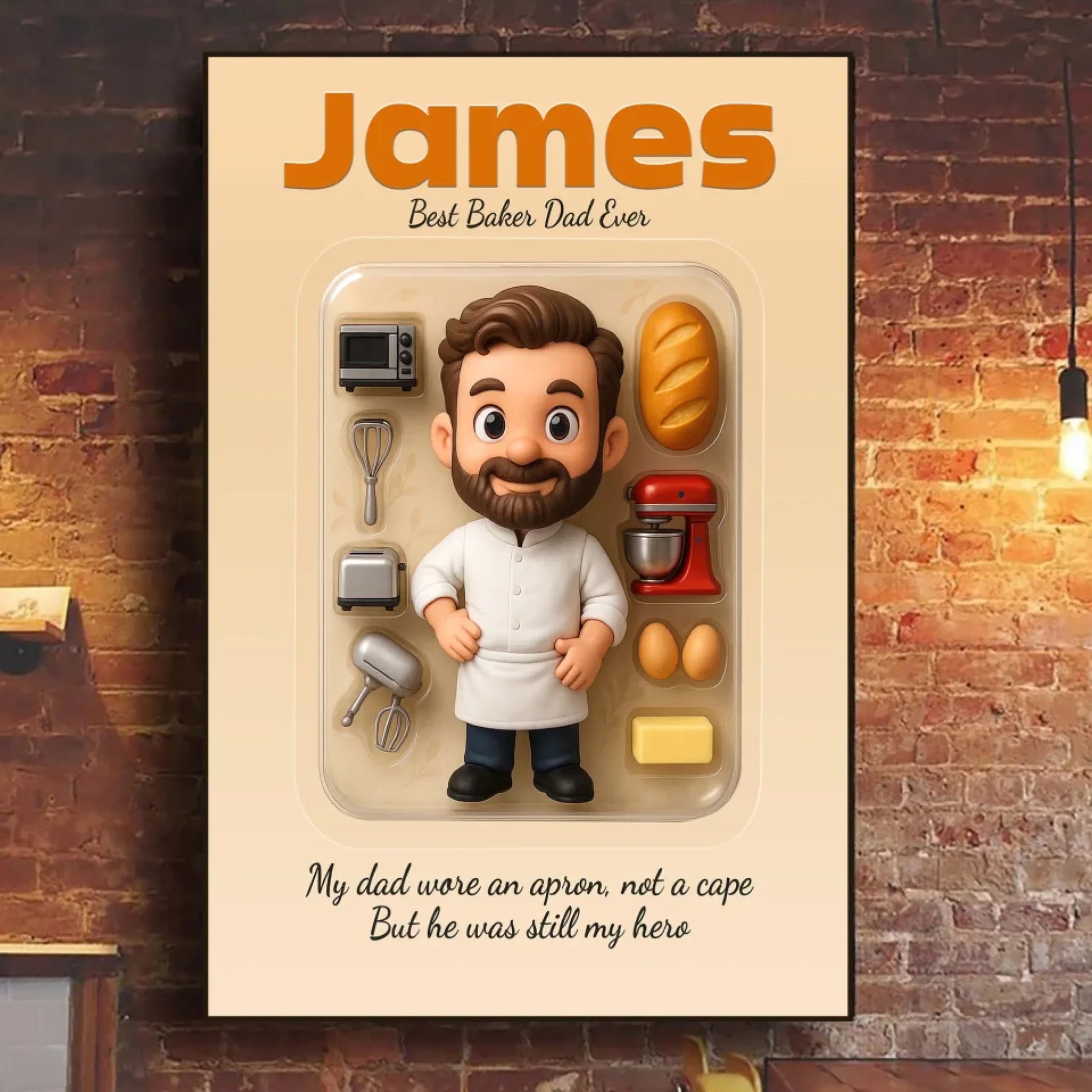Baker Dad Father's Day Gift - Personalized Photo Chibi Canvas & Poster, Custom Choo