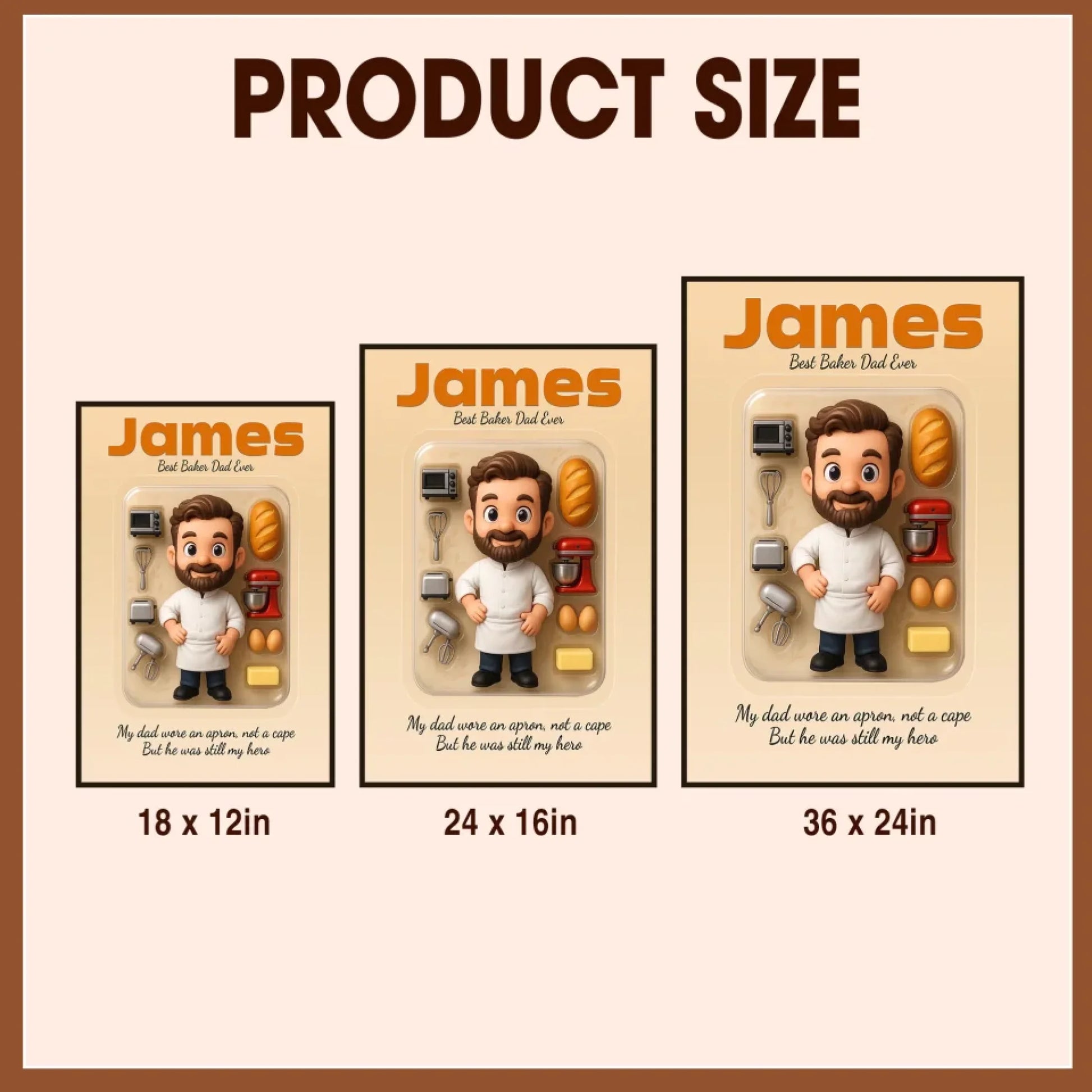 Baker Dad Father's Day Gift - Personalized Photo Chibi Canvas & Poster, Custom Choo
