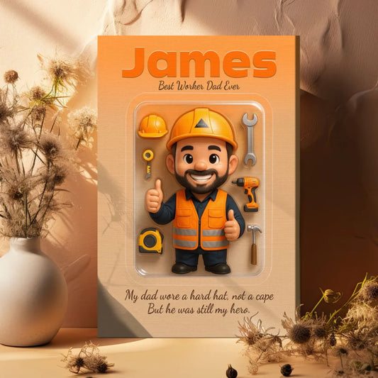 Worker Dad Father's Day Gift - Personalized Photo Chibi Canvas & Poster, Custom Choo