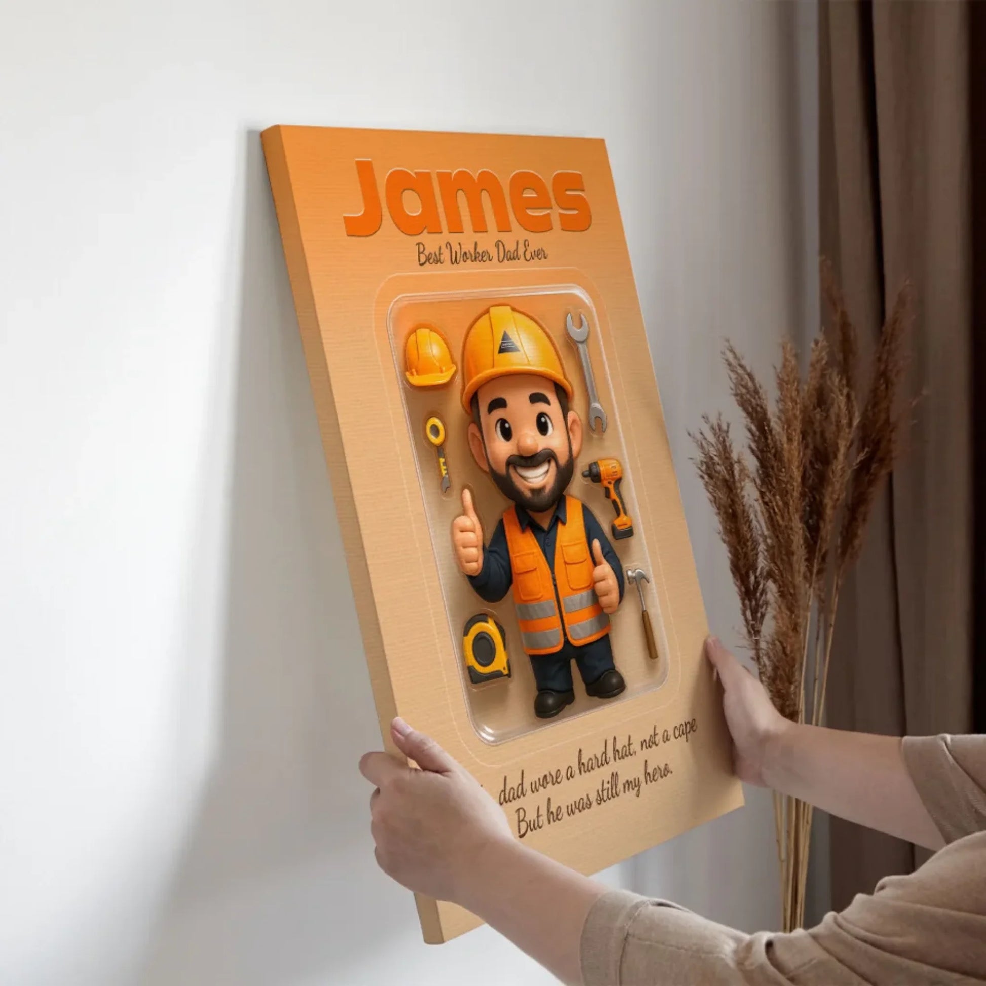 Worker Dad Father's Day Gift - Personalized Photo Chibi Canvas & Poster, Custom Choo
