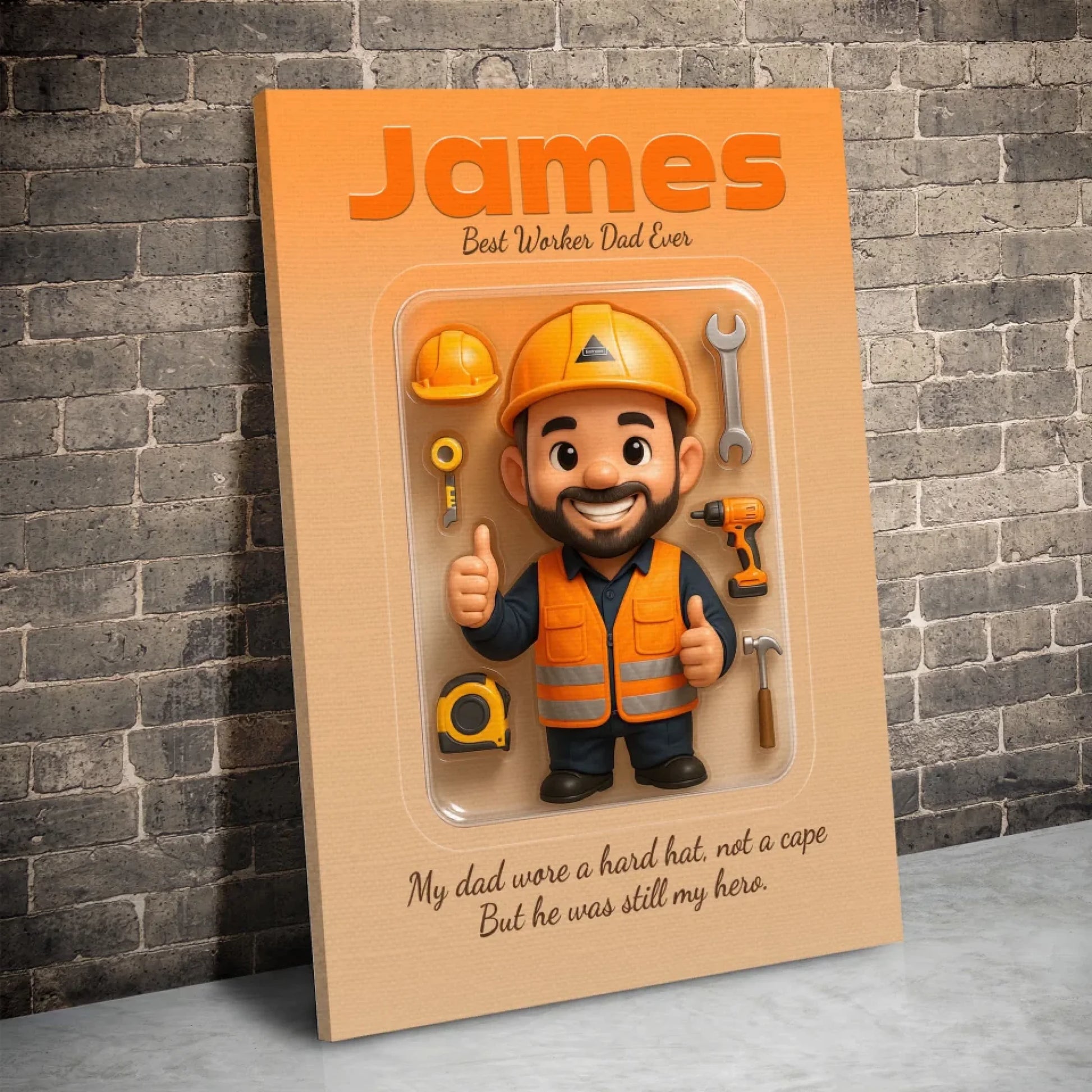 Worker Dad Father's Day Gift - Personalized Photo Chibi Canvas & Poster, Custom Choo