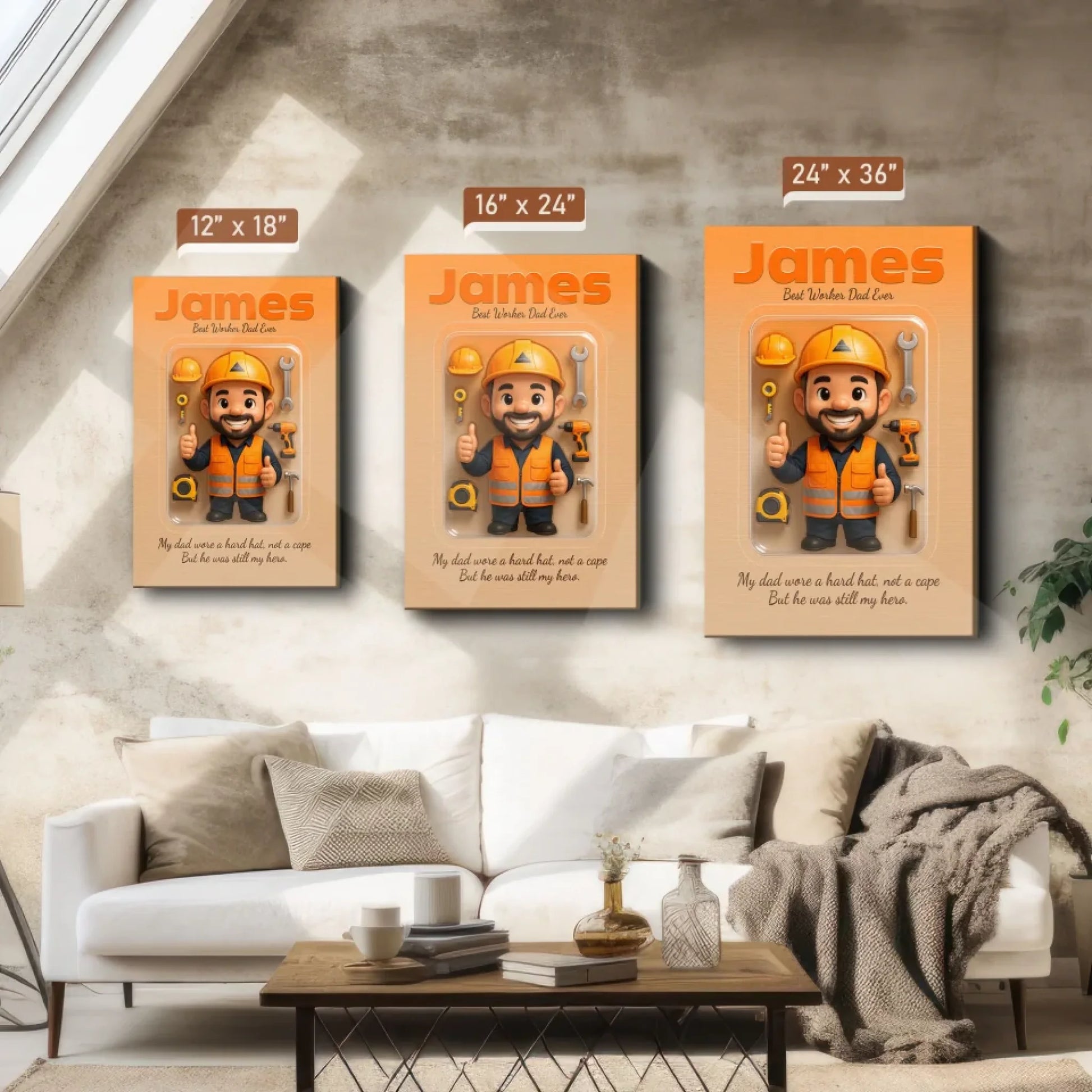 Worker Dad Father's Day Gift - Personalized Photo Chibi Canvas & Poster, Custom Choo