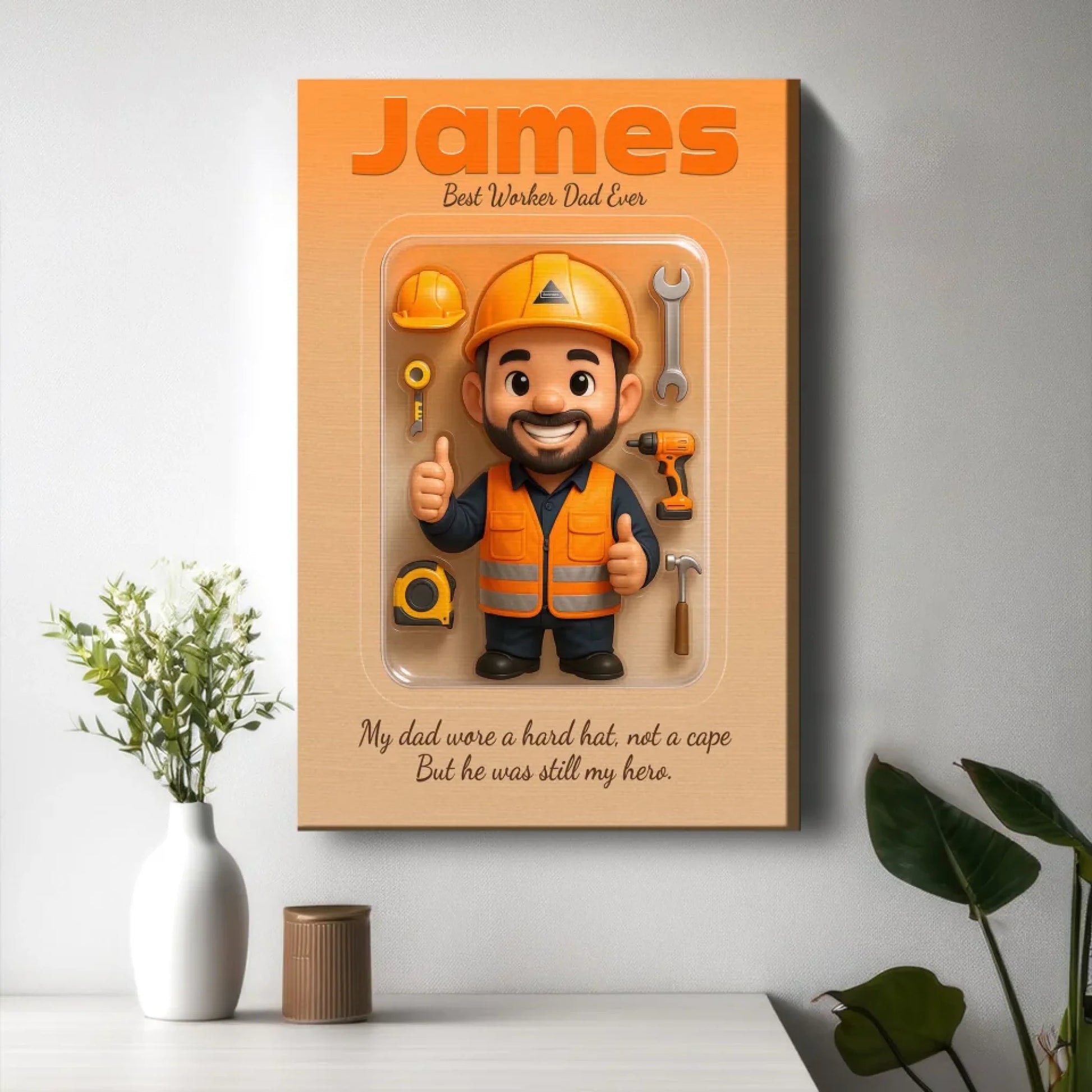 Worker Dad Father's Day Gift - Personalized Photo Chibi Canvas & Poster, Custom Choo