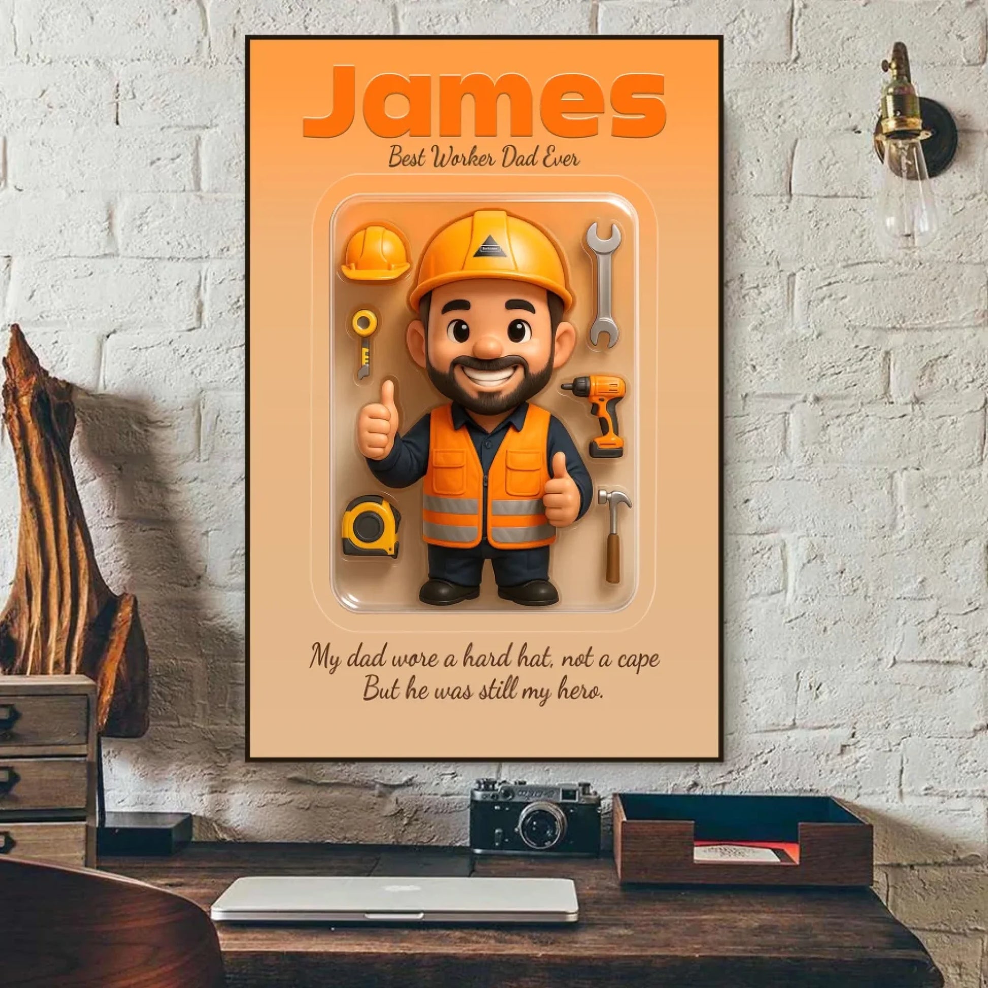 Worker Dad Father's Day Gift - Personalized Photo Chibi Canvas & Poster, Custom Choo