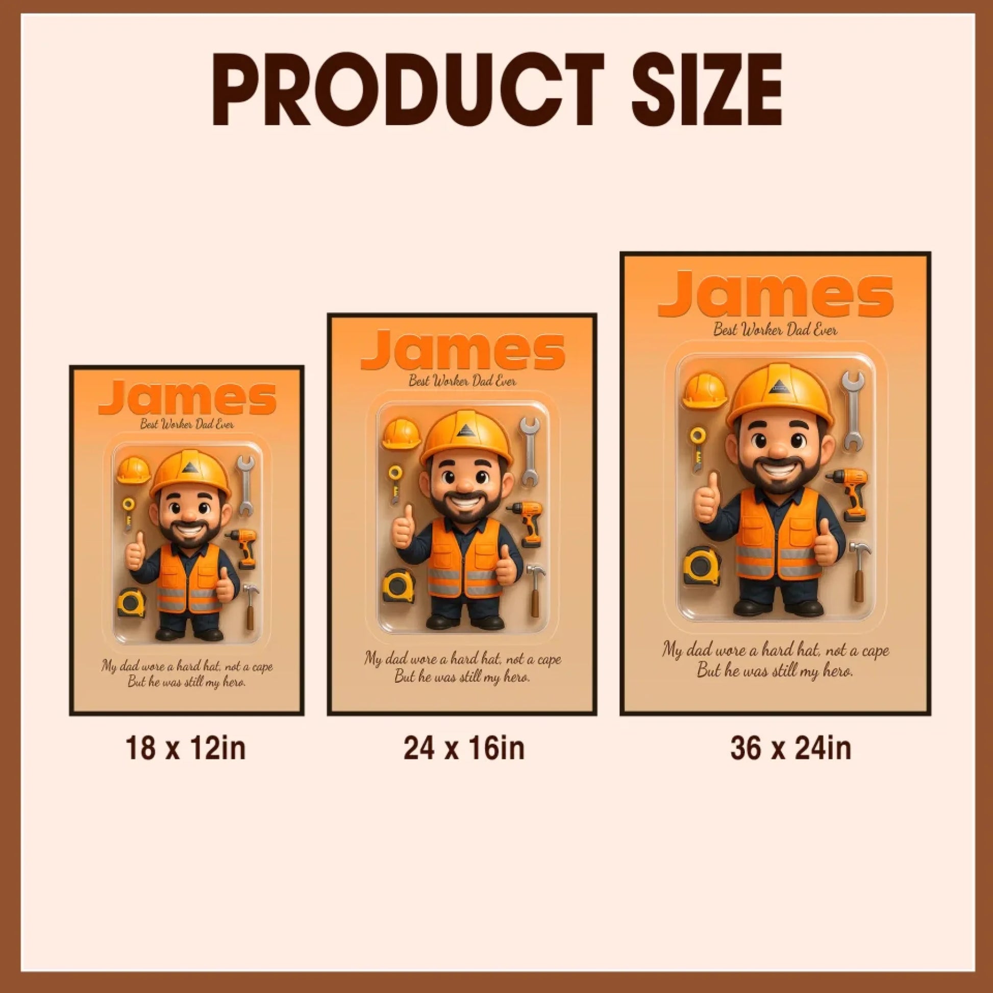 Worker Dad Father's Day Gift - Personalized Photo Chibi Canvas & Poster, Custom Choo