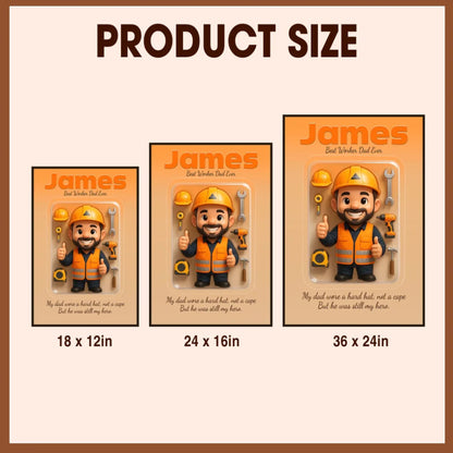 Worker Dad Father's Day Gift - Personalized Photo Chibi Canvas & Poster, Custom Choo