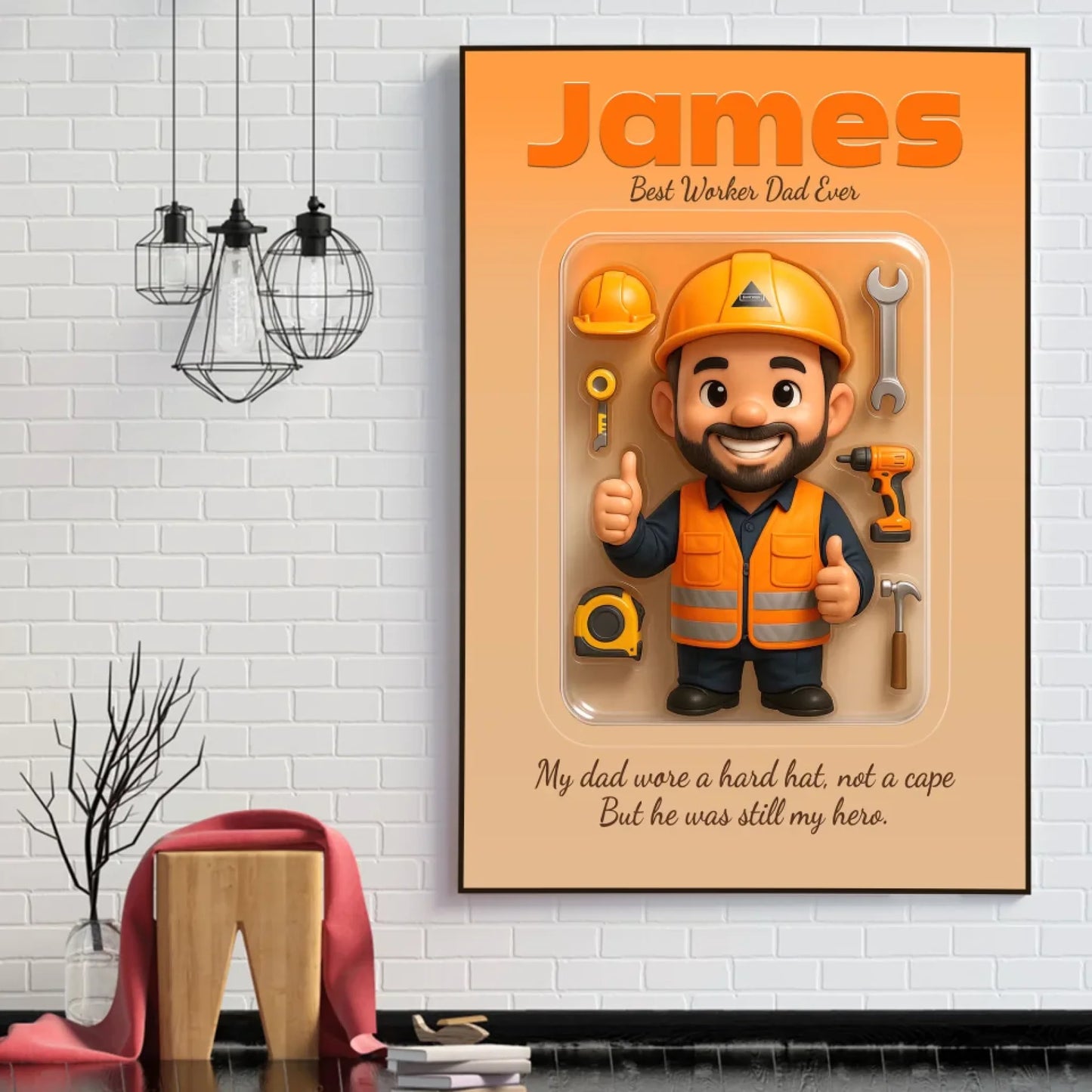 Worker Dad Father's Day Gift - Personalized Photo Chibi Canvas & Poster, Custom Choo