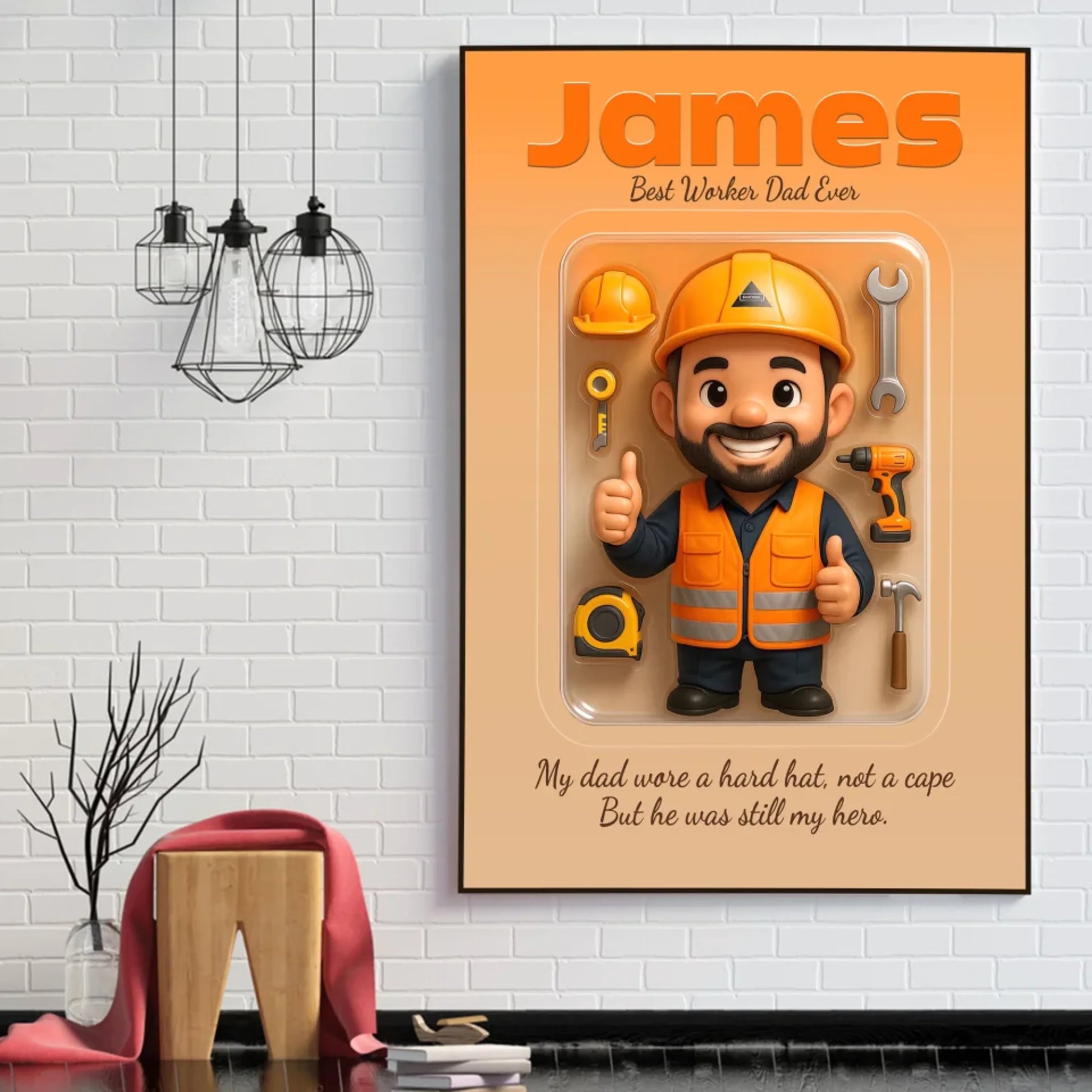 Worker Dad Father's Day Gift - Personalized Photo Chibi Canvas & Poster, Custom Choo