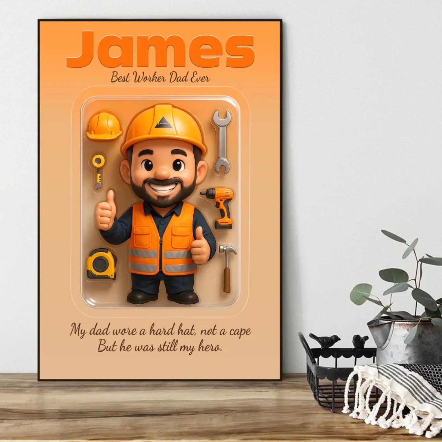 Worker Dad Father's Day Gift - Personalized Photo Chibi Canvas & Poster, Custom Choo