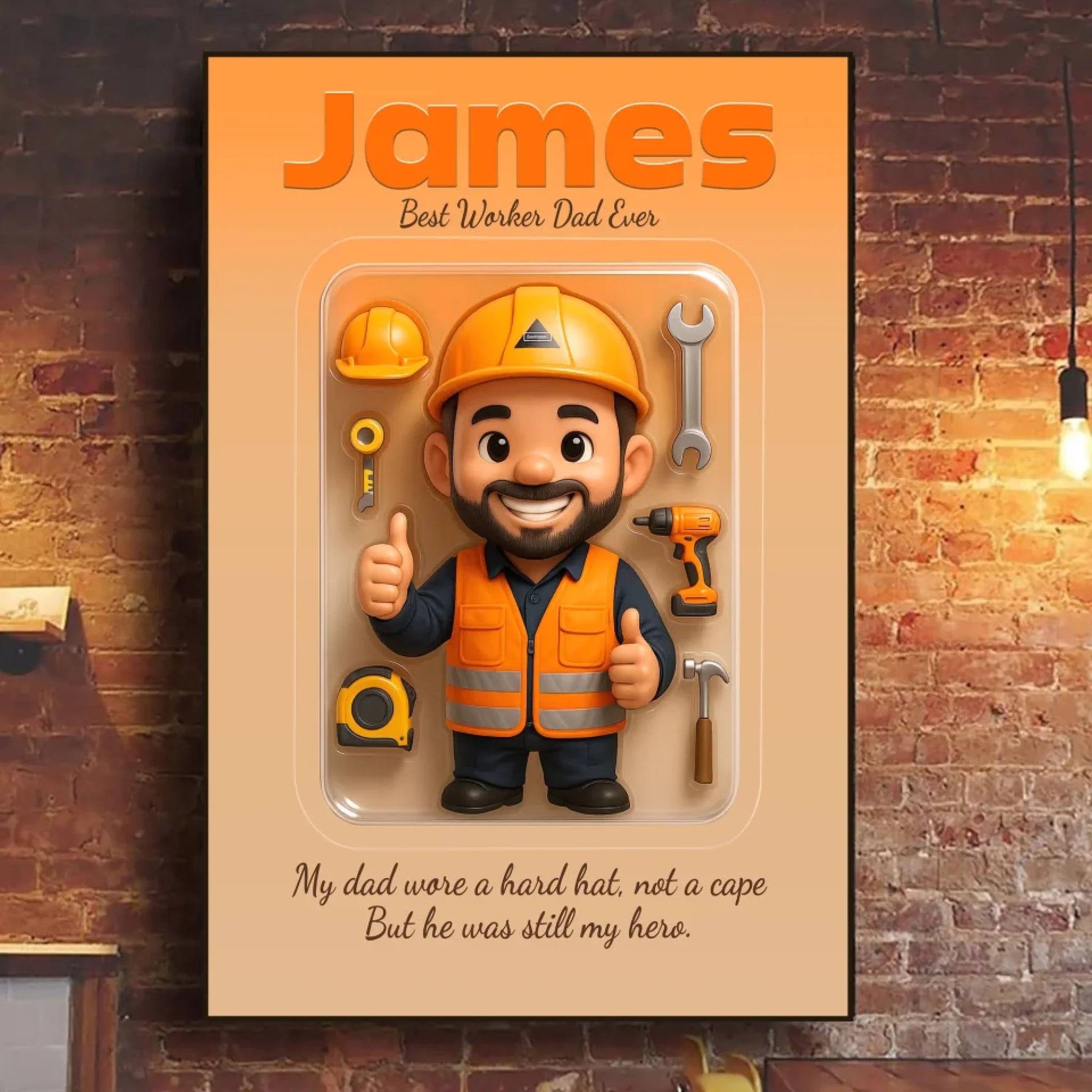 Worker Dad Father's Day Gift - Personalized Photo Chibi Canvas & Poster, Custom Choo