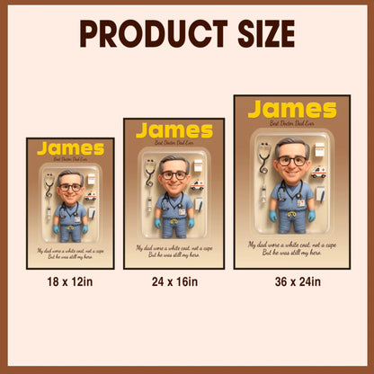Doctor Dad Father's Day Gift - Personalized Photo Chibi Canvas & Poster, Custom Choo