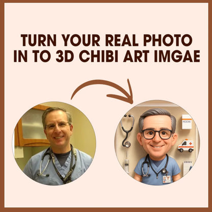 Doctor Dad Father's Day Gift - Personalized Photo Chibi Canvas & Poster, Custom Choo