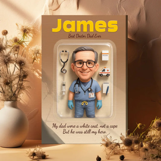 Doctor Dad Father's Day Gift - Personalized Photo Chibi Canvas & Poster, Custom Choo