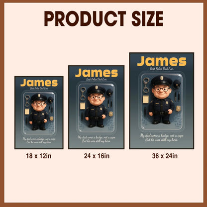 Police Dad Father's Day Gift - Personalized Photo Chibi Canvas & Poster, Custom Choo