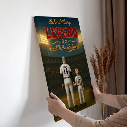 Behind Every Legend Is A Dad Who Believed - Personalized Name & Jersey Number, Custom Choo