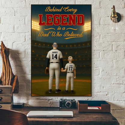 Behind Every Legend Is A Dad Who Believed - Personalized Name & Jersey Number, Custom Choo