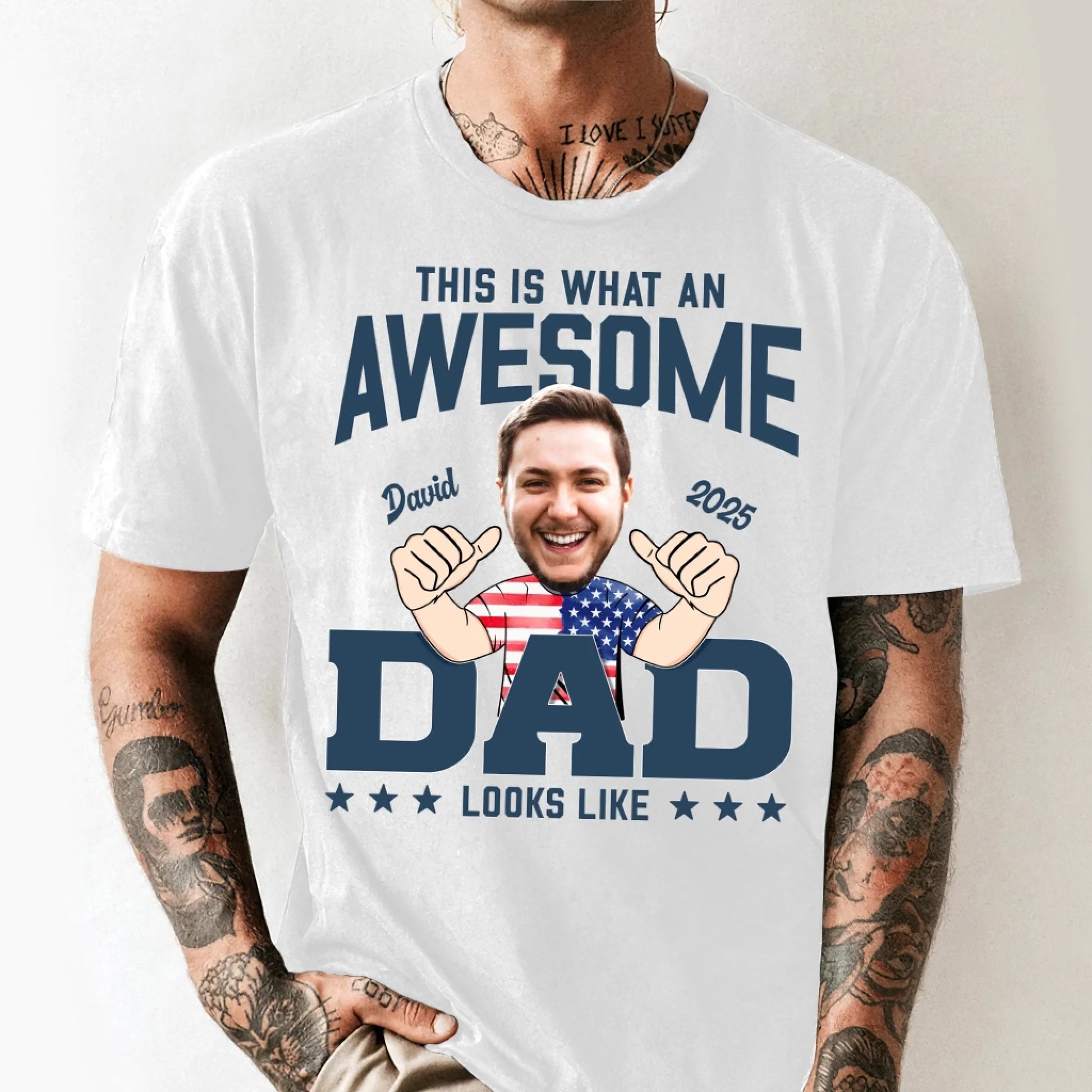 This Is What An Awesome Dad Looks Like, Personalized Photo Dad, Name & Date, Happy Father's Day Shirt, Custom Choo