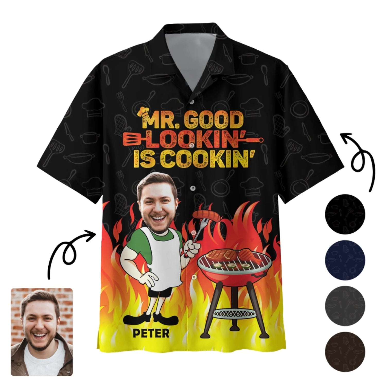 Custom Photo Mr. Good Lookin' Is Cookin' - Personalized Apron, Custom Choo