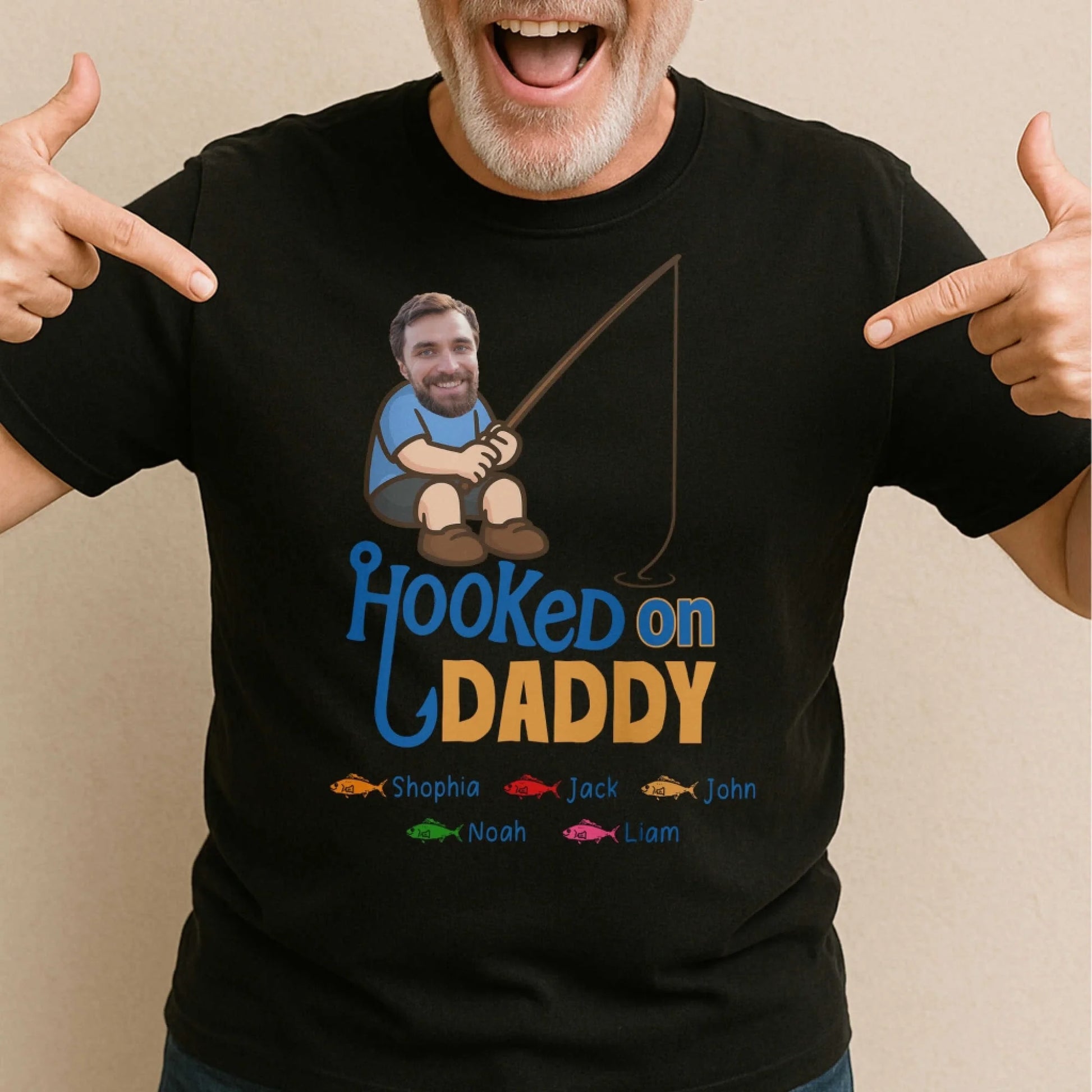 Hooked on Daddy - Personalized Fishing Dad Shirt, Custom Choo