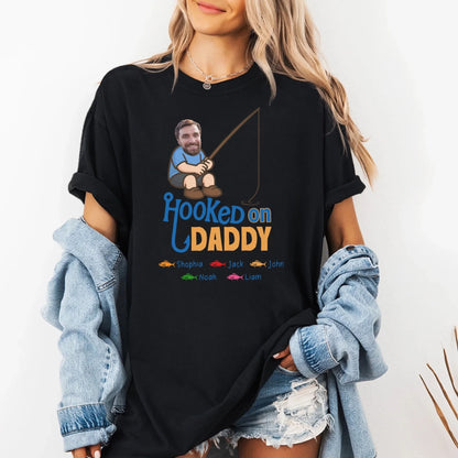 Hooked on Daddy - Personalized Fishing Dad Shirt, Custom Choo