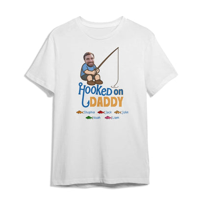 Hooked on Daddy - Personalized Fishing Dad Shirt, Custom Choo