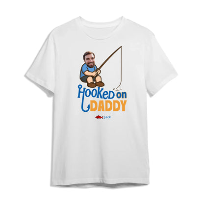 Hooked on Daddy - Personalized Fishing Dad Shirt, Custom Choo