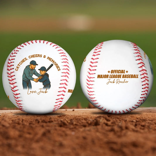 Catches, Cheers & Memories, Happy Father's Day Personalized Baseball Gift 2025, Custom Choo
