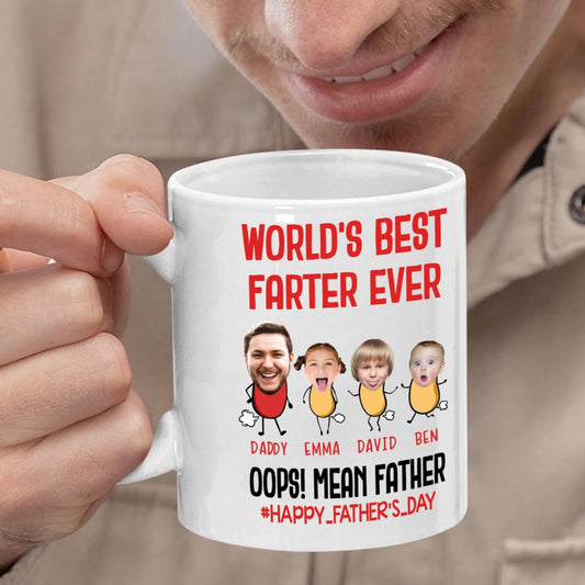 PERSONALIZED MUG, WORLD'S BEST FARTER EVER, HAPPY FATHER'S DAY - Custom Choo