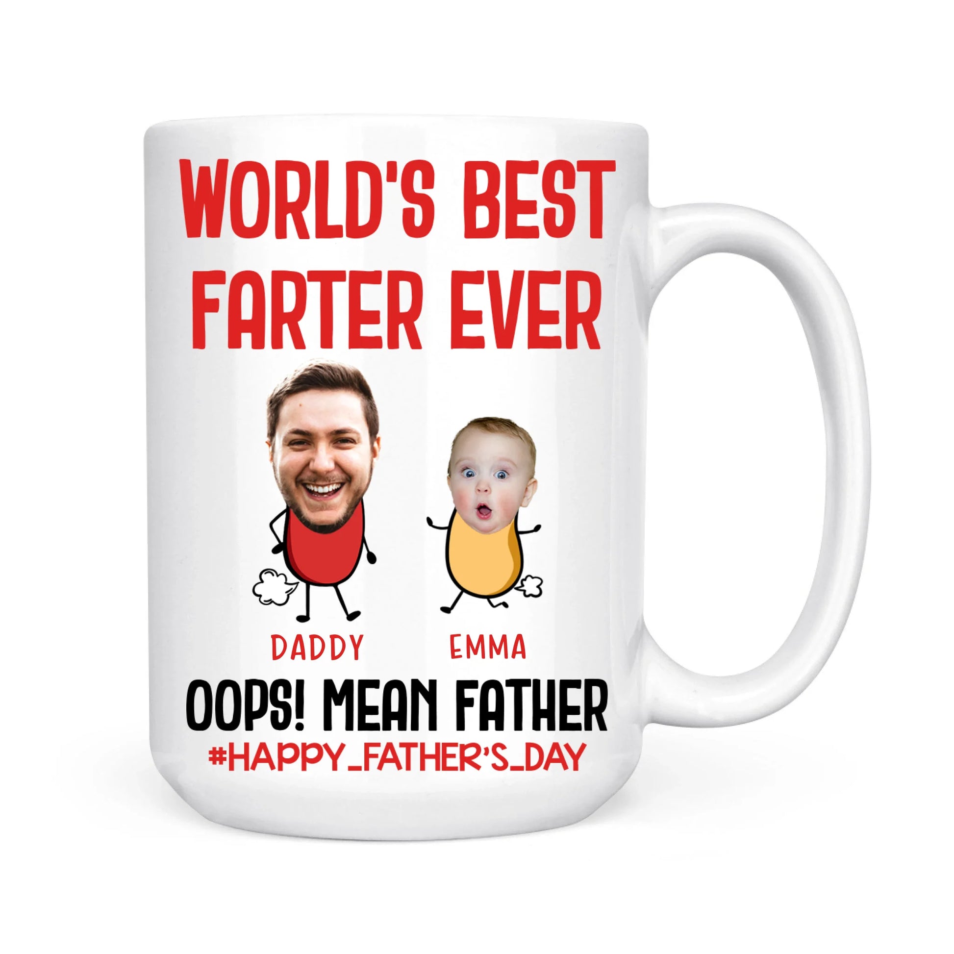 PERSONALIZED MUG, WORLD'S BEST FARTER EVER, HAPPY FATHER'S DAY - Custom Choo