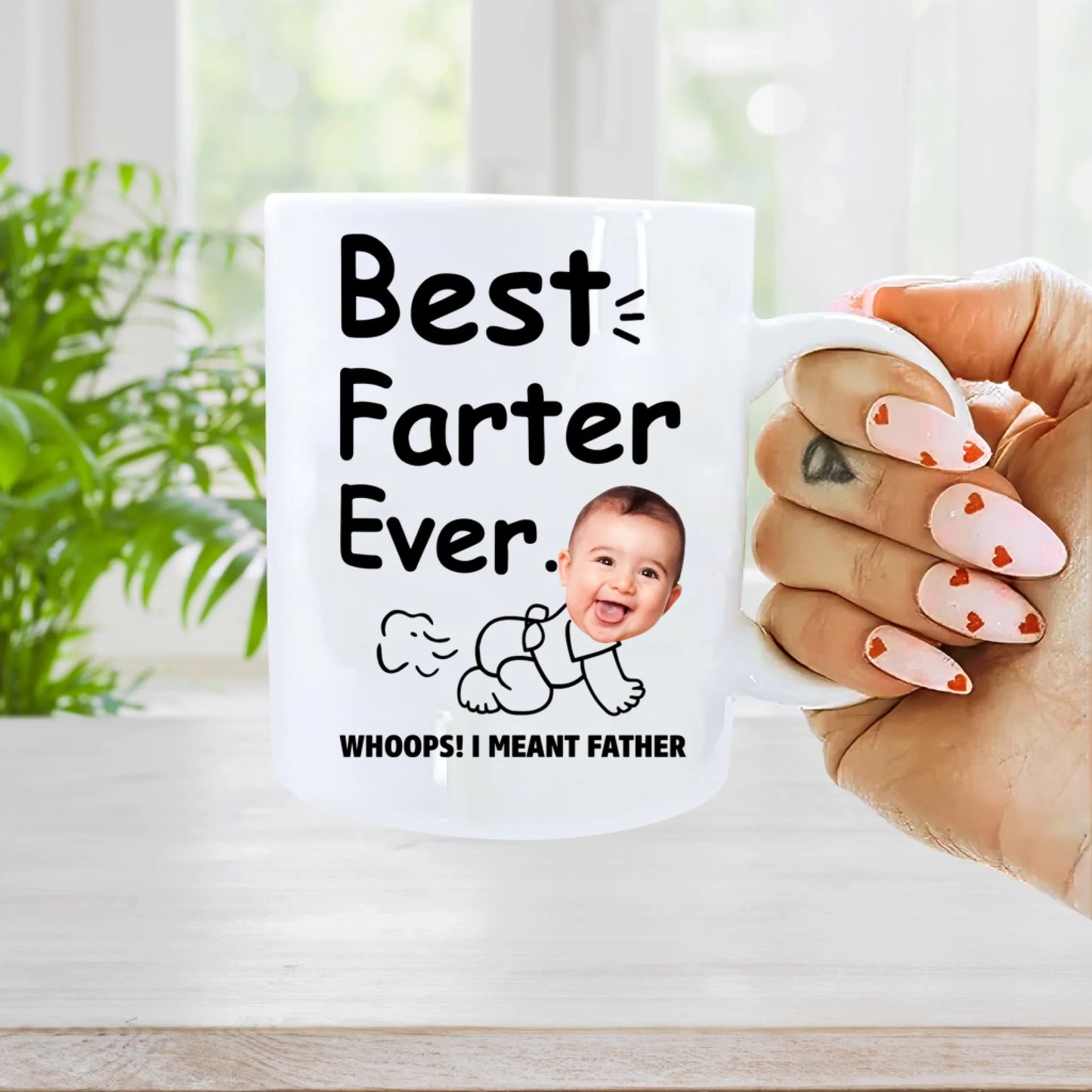 BEST FARTER EVER - WHOOPS! I MEANT FATHER, PERSONALIZED PHOTO MUG - Custom Choo