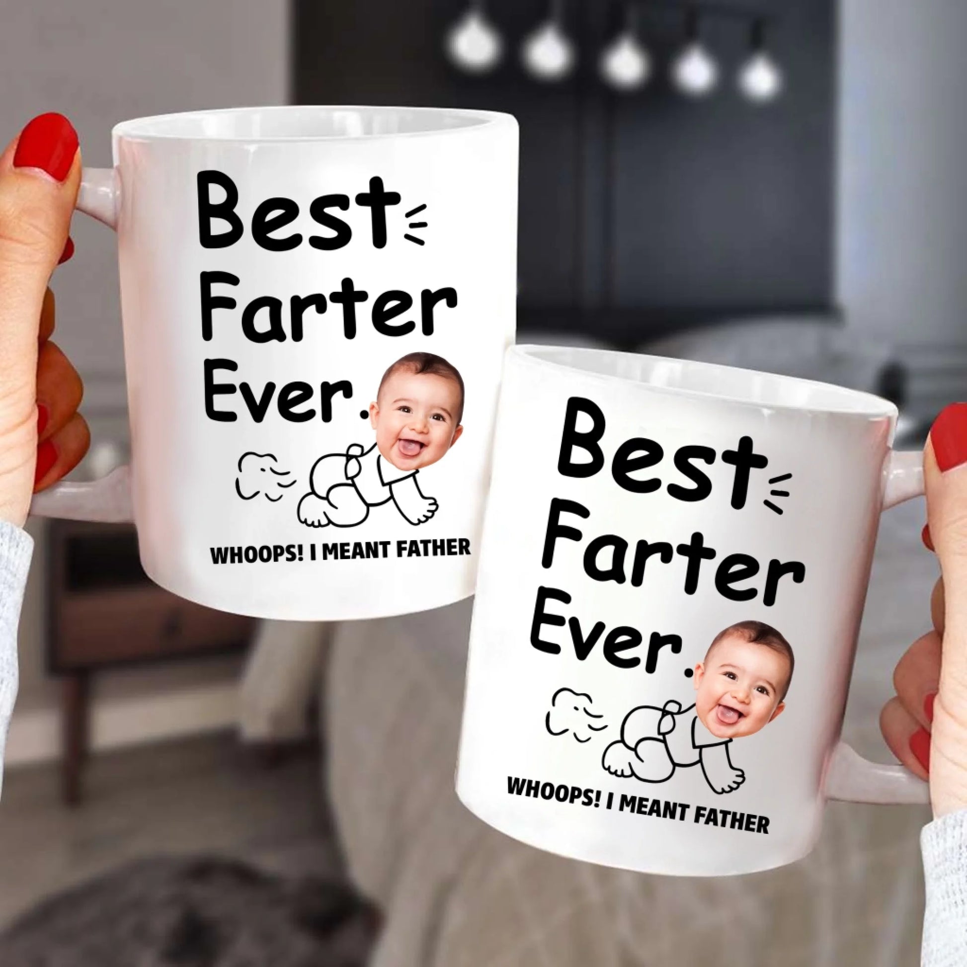 BEST FARTER EVER - WHOOPS! I MEANT FATHER, PERSONALIZED PHOTO MUG - Custom Choo
