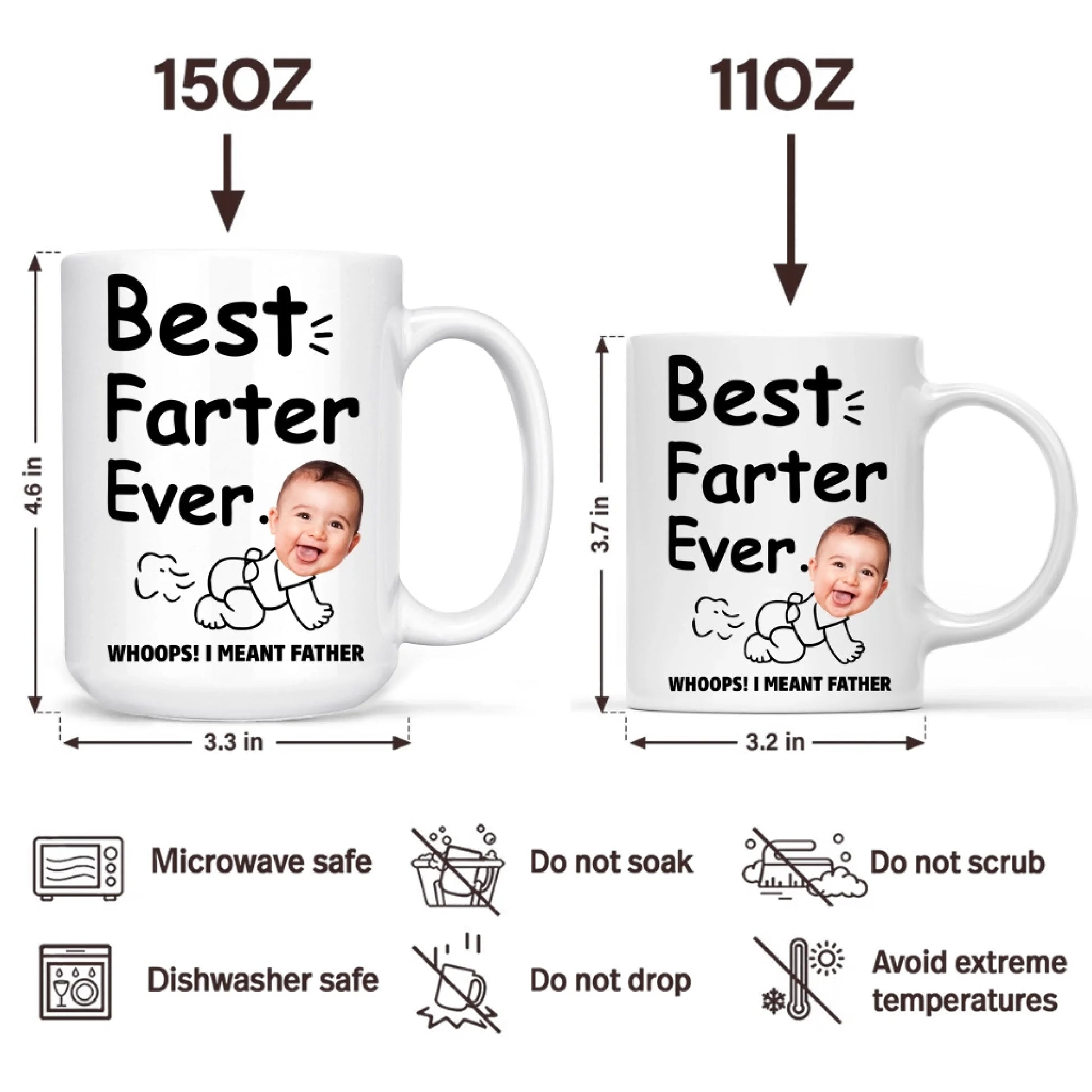 BEST FARTER EVER - WHOOPS! I MEANT FATHER, PERSONALIZED PHOTO MUG - Custom Choo