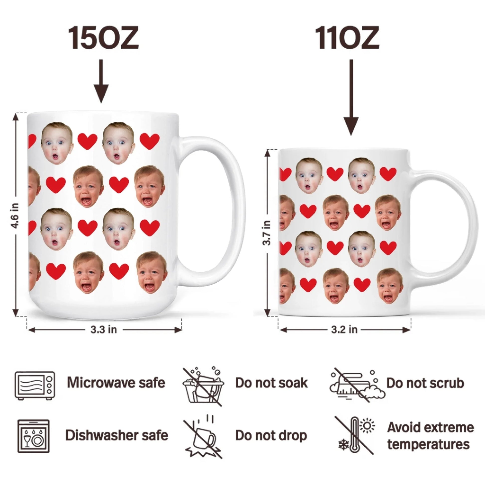 Baby Face Mug, Personalized Face Mug, Your Dogs Face Mug, Your Husband's Face Mug, Father's Day Gift - Custom Choo