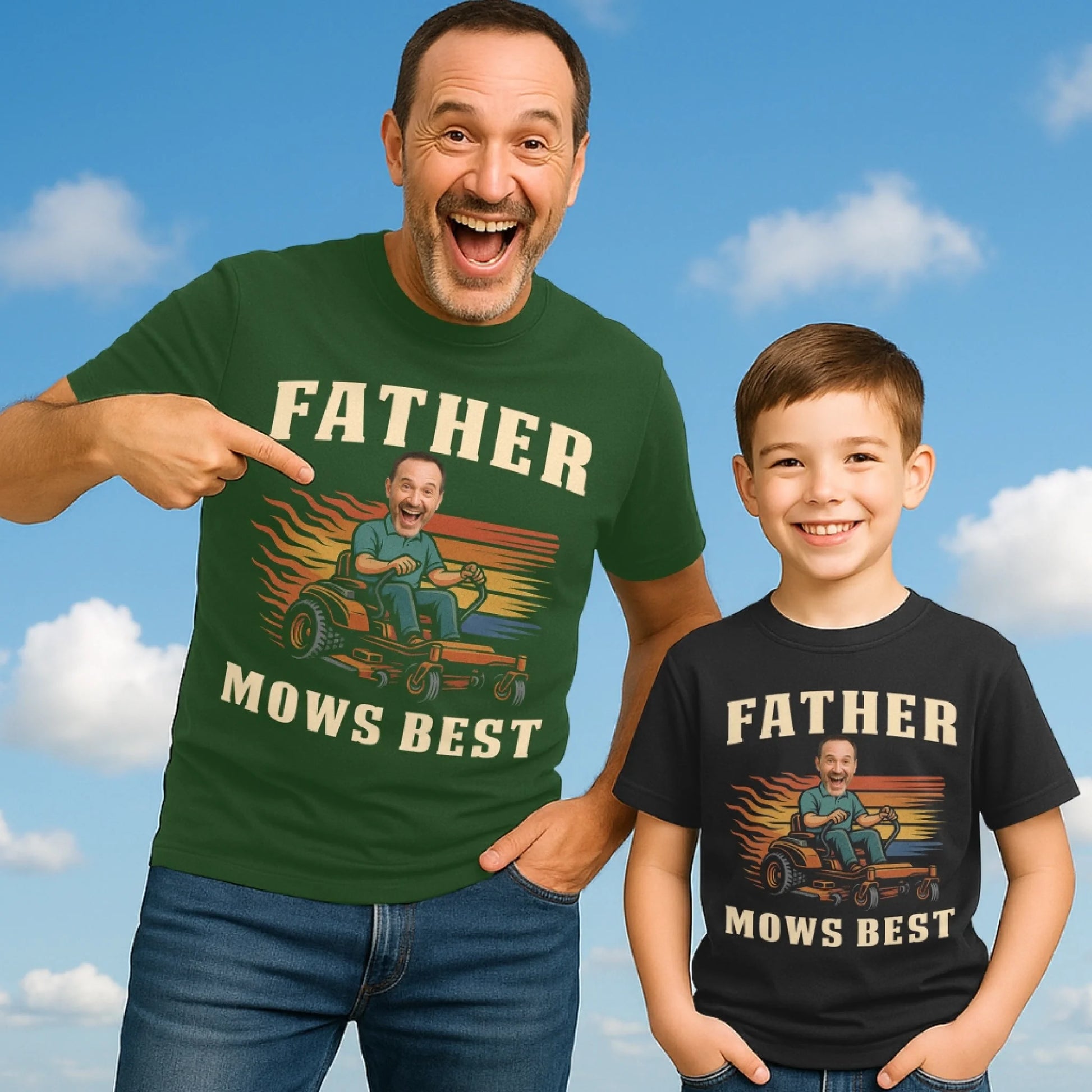 Personalized Photo Dad, Father Mows Best Shirt, Funny Lawn Mowing Dad Shirt, Father’s Day Gift - Custom Choo