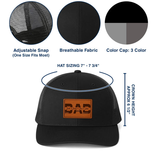 Happy Father's Day - Personalized Leather Patch Hat, Custom Choo