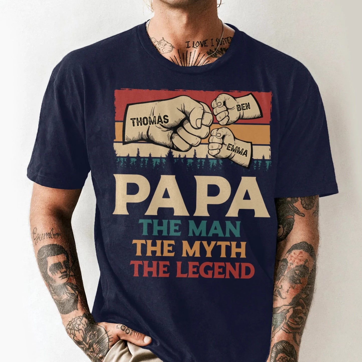 Fathers Day Shirt, Pesonalized Your Design, PaPa The Man Myth Legend T-Shirt, Custom Choo