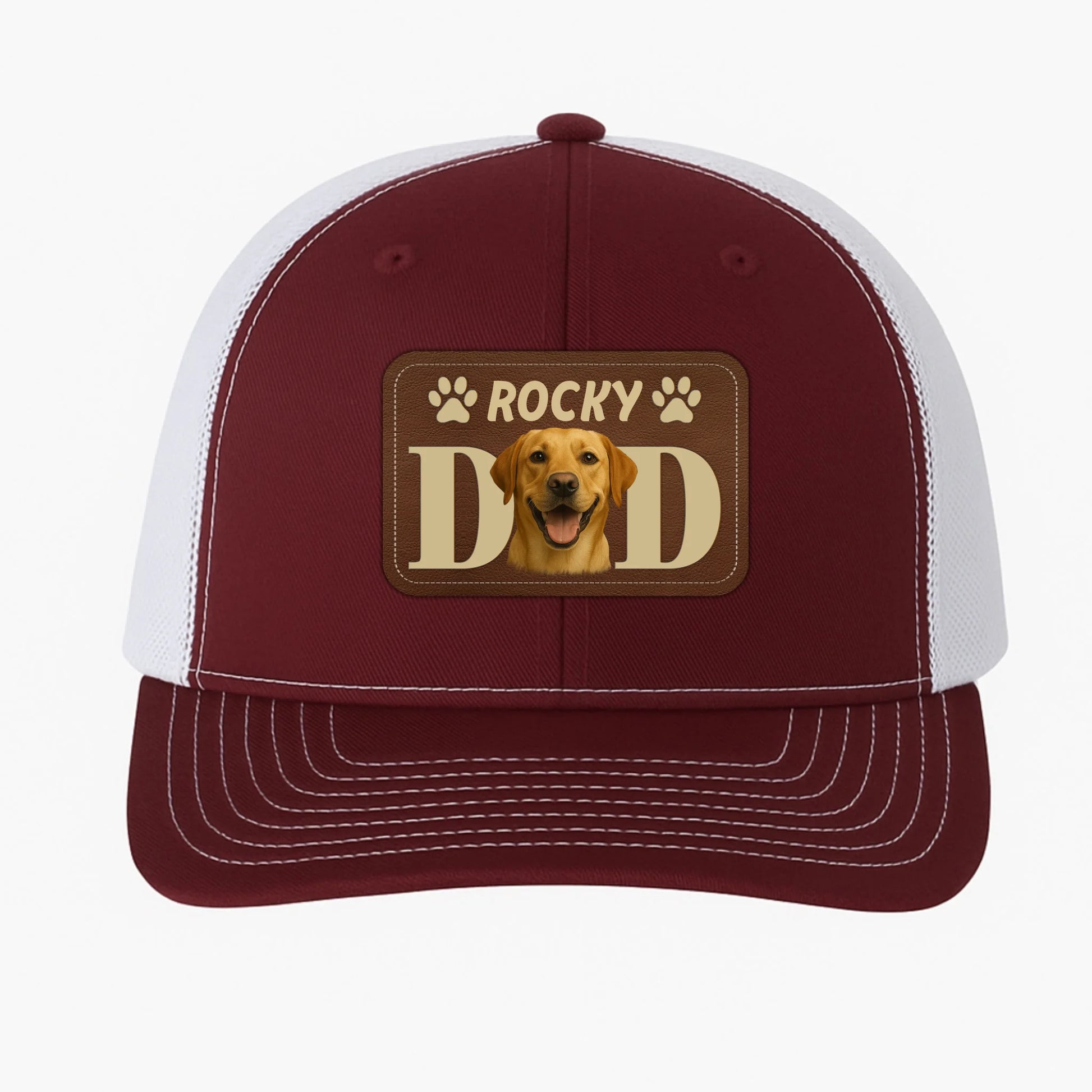 Custom Dog Dad Leather Patch Hat, Custom Pet Photo Hat,Dog Dad Gift, Personalized Dog Name Photo, Custom Choo