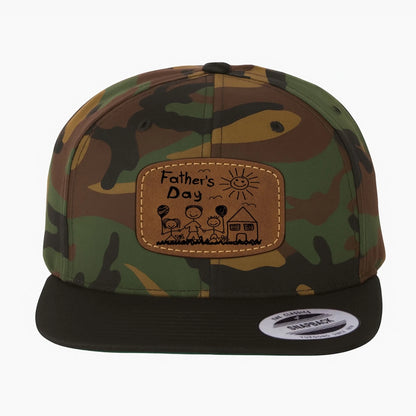 Custom Art Drawing Snapback Leather Patch Cap, Gift for dad, Custom Choo