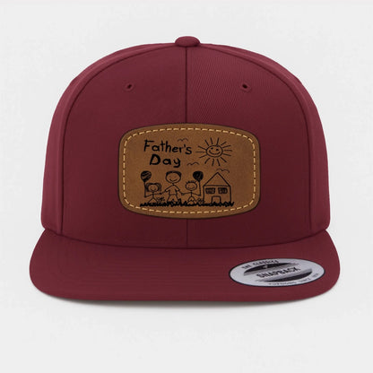 Custom Art Drawing Snapback Leather Patch Cap, Gift for dad, Custom Choo