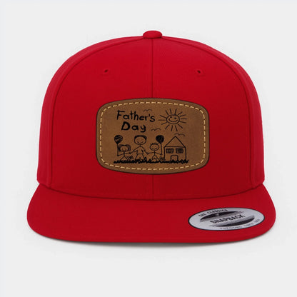 Custom Art Drawing Snapback Leather Patch Cap, Gift for dad, Custom Choo
