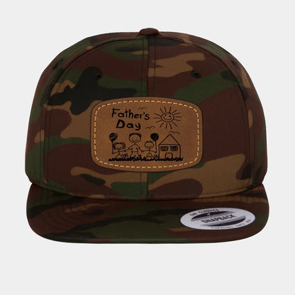 Custom Art Drawing Snapback Leather Patch Cap, Gift for dad, Custom Choo