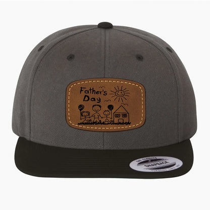 Custom Art Drawing Snapback Leather Patch Cap, Gift for dad, Custom Choo
