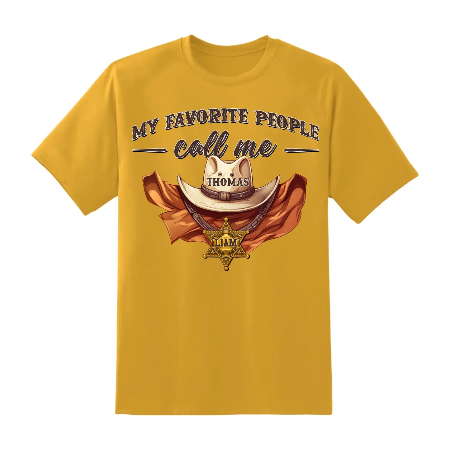Family Cowboy, My Favorite People Call Me PaPa, Personalized Shirt Dad's Name & Kid's Name - Custom Choo