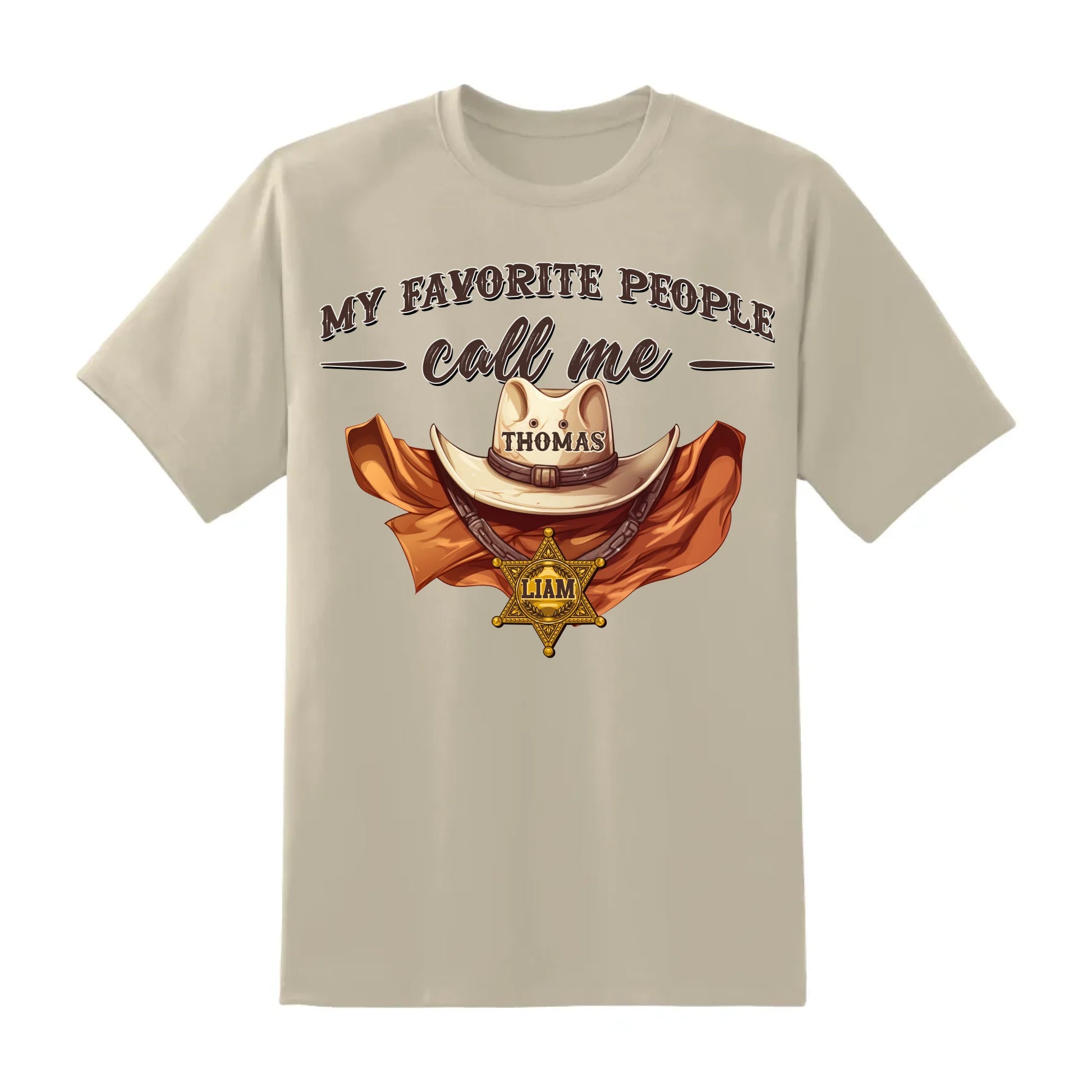 Family Cowboy, My Favorite People Call Me PaPa, Personalized Shirt Dad's Name & Kid's Name - Custom Choo