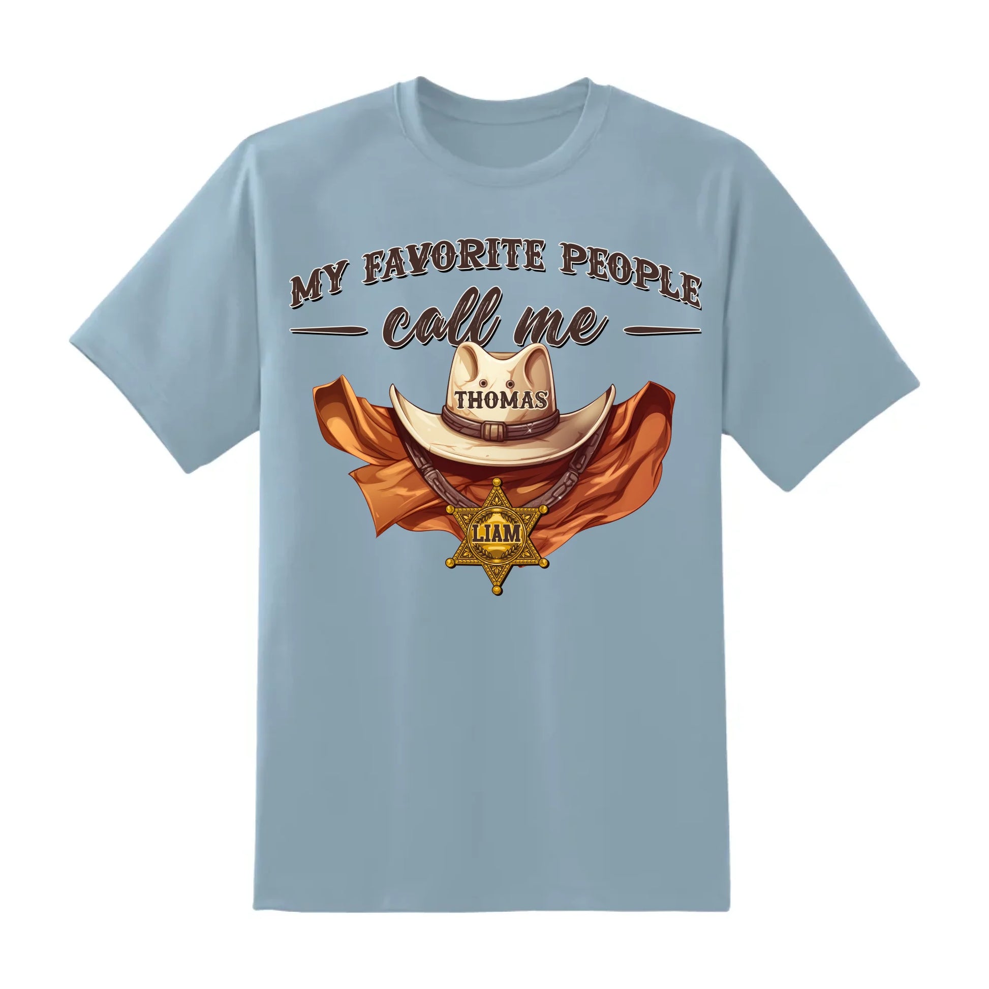 Family Cowboy, My Favorite People Call Me PaPa, Personalized Shirt Dad's Name & Kid's Name - Custom Choo