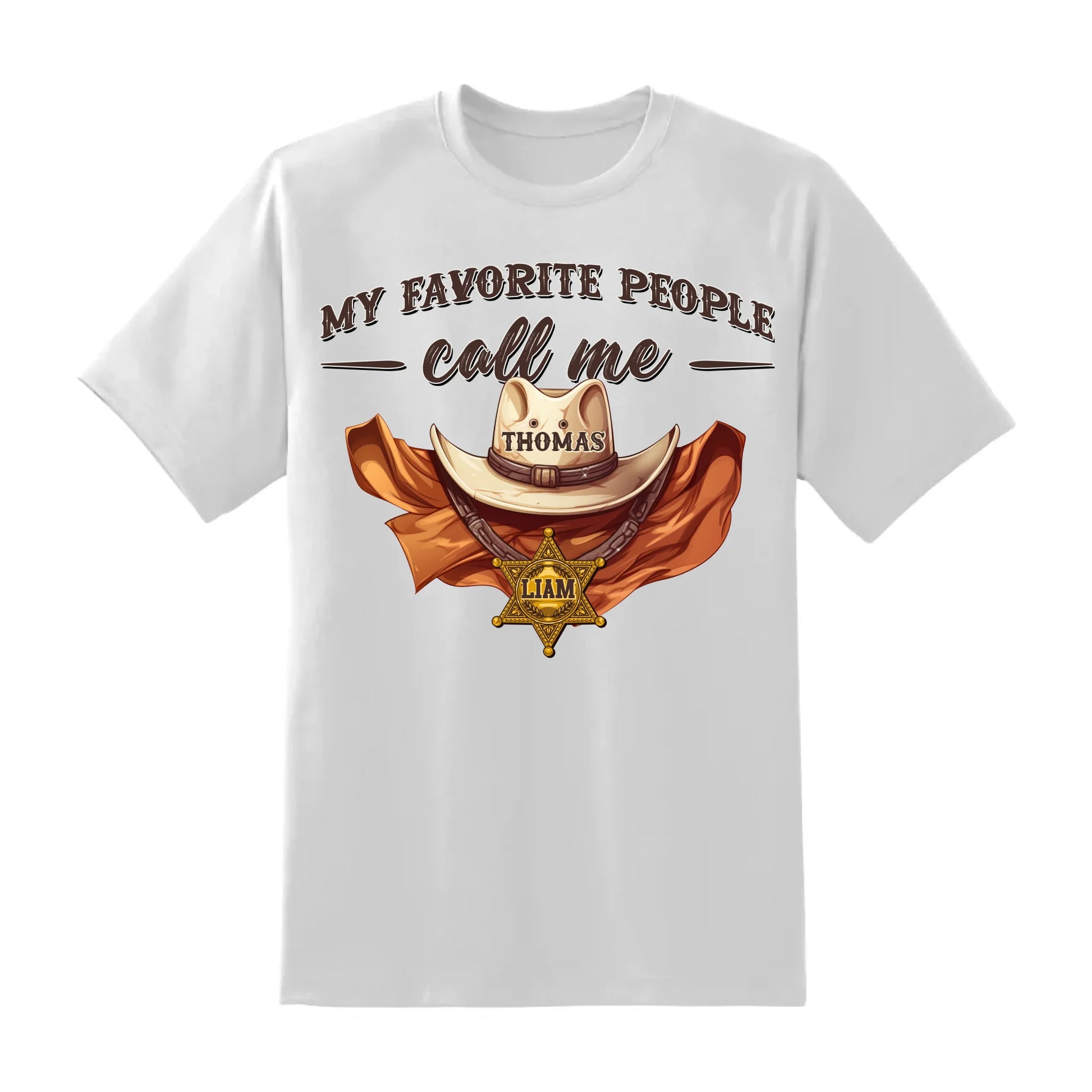Family Cowboy, My Favorite People Call Me PaPa, Personalized Shirt Dad's Name & Kid's Name - Custom Choo