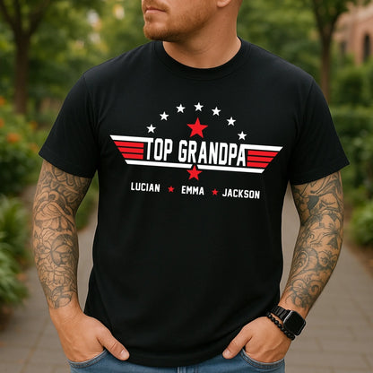 Top Grandpa Personalized T-Shirt – Custom Grandkids’ Names - Custom Choo