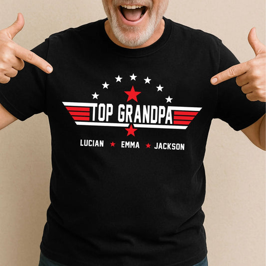 Top Grandpa Personalized T-Shirt – Custom Grandkids’ Names, Custom Choo