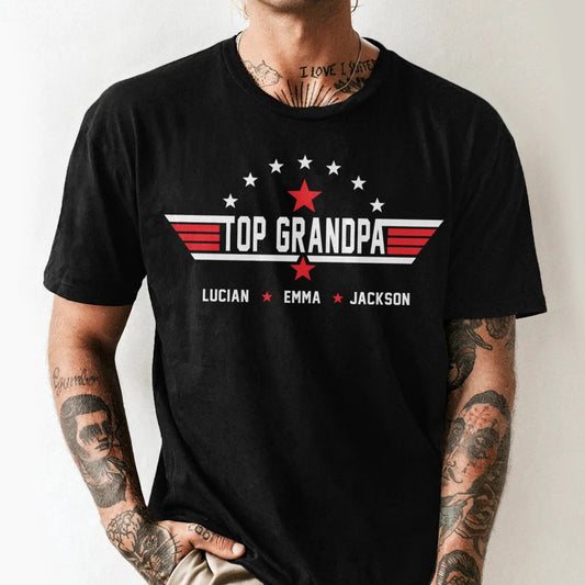Top Grandpa Personalized T-Shirt – Custom Grandkids’ Names - Custom Choo